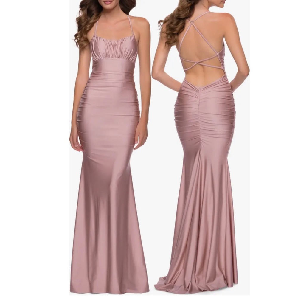 La Femme Shiny Jersey Trumpet Gown - Size 6